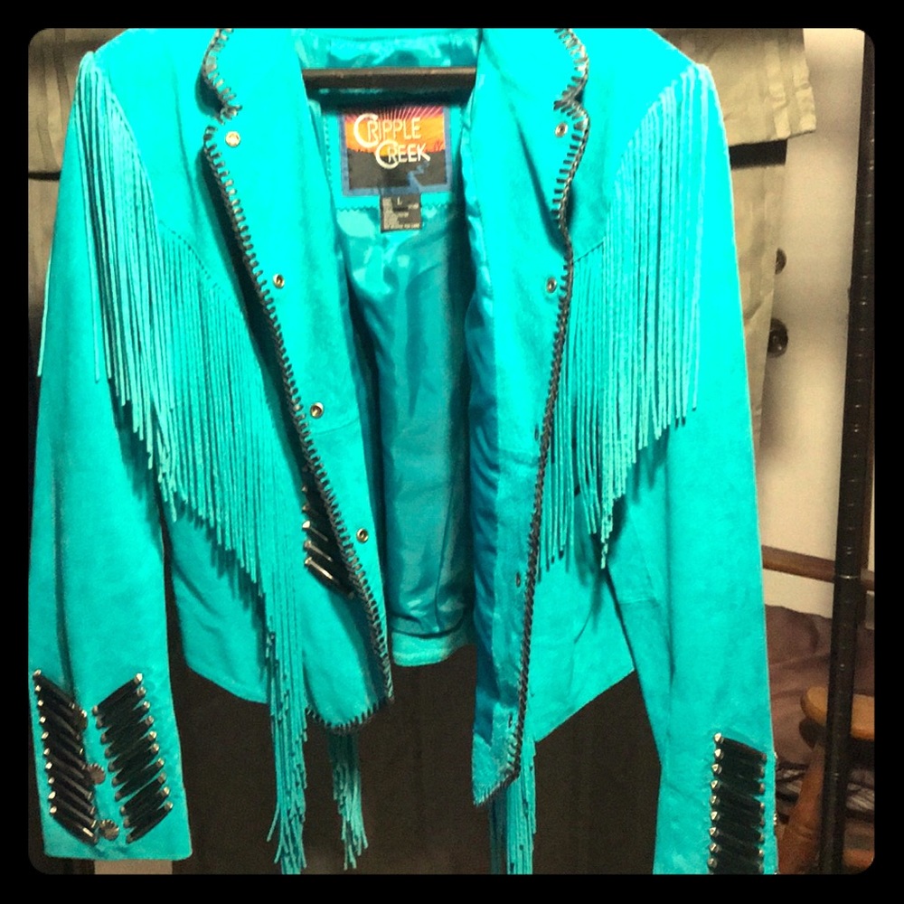 Turquoise Leather Jacket
